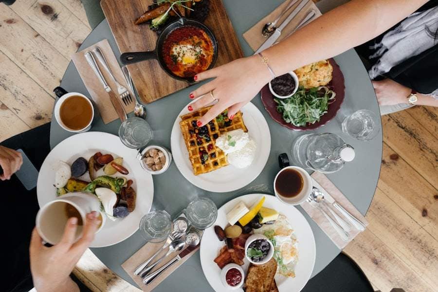 Friends sharing a brunch table